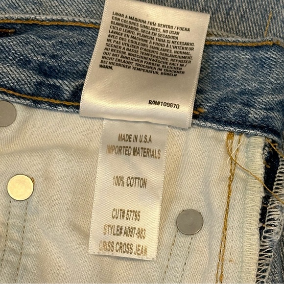 🩵 AGOLDE Criss Cross Front Upsized High Rise Light Medium Wash Jeans 22 - Picture 16 of 16